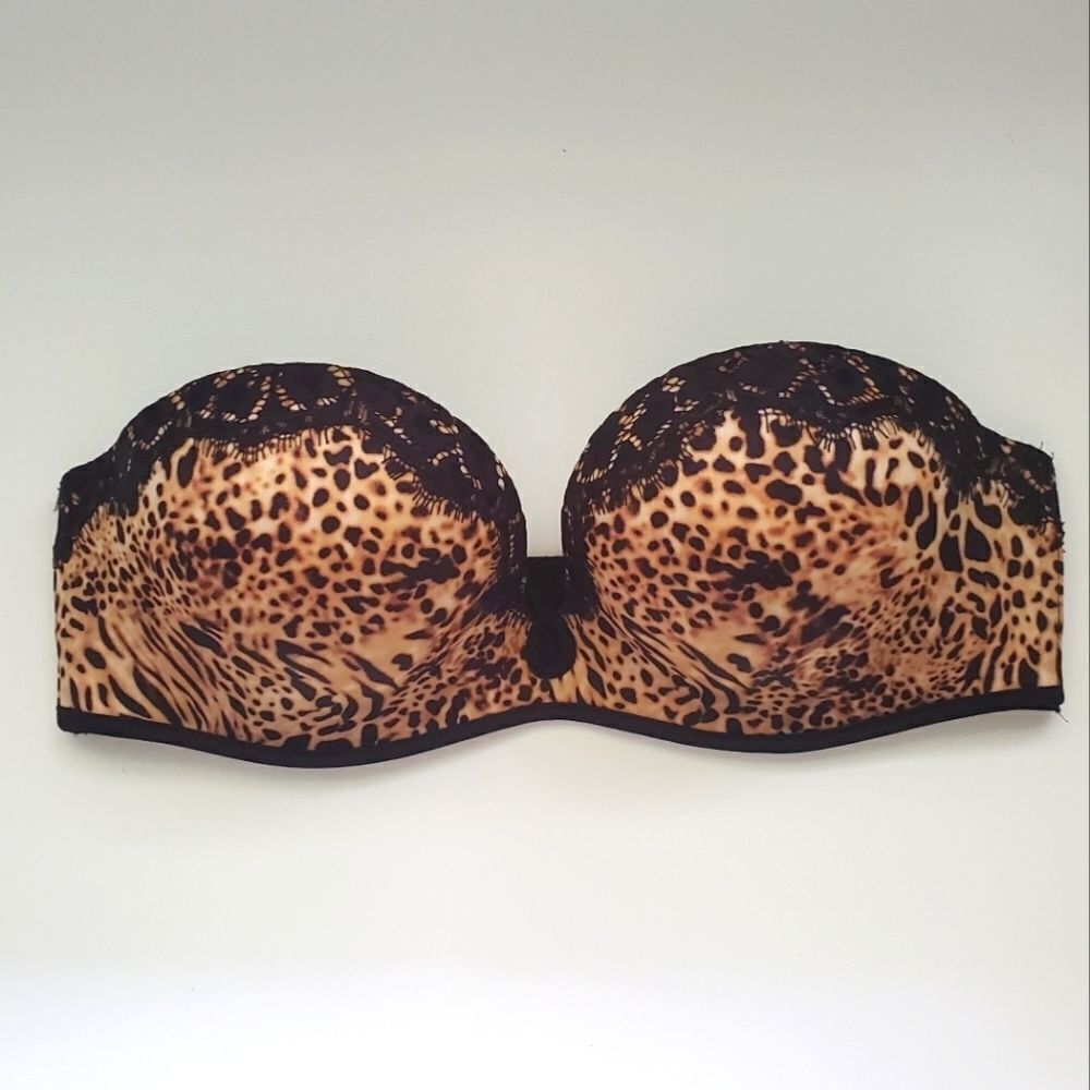 NWOT Victoria's Secret Bombshell Bra 34B Strapless Multiway 2013 Leopard Lace